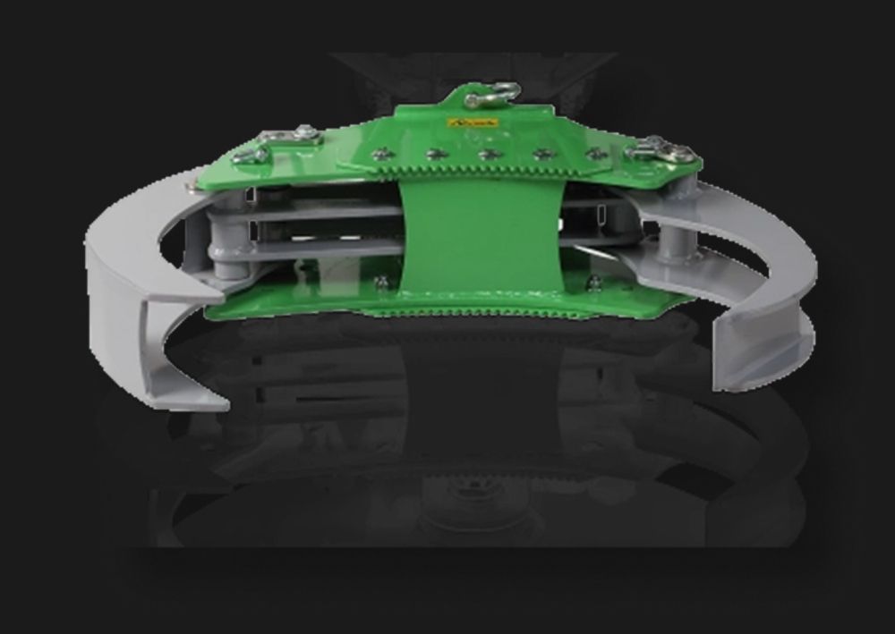 Unteransicht Fällgreifer mit geschlossenen Greifarmen