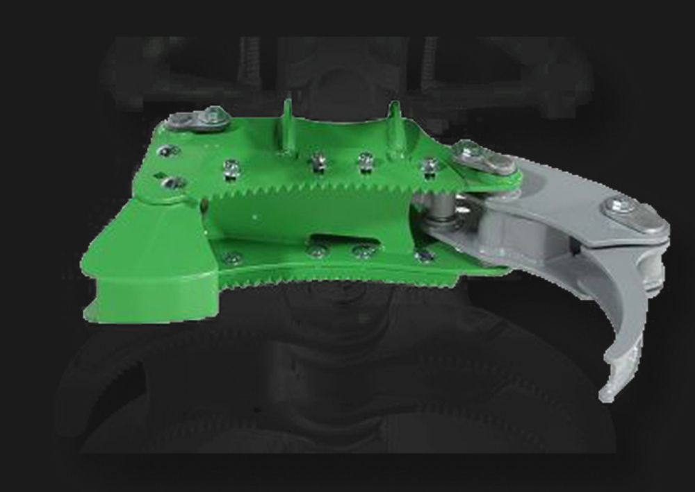 Detailansicht Greifarm mit Verzahnung am Fällgreifer