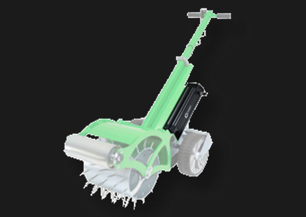 Powerbank für Stachelwalze für Rasenbelüftung freigestellt